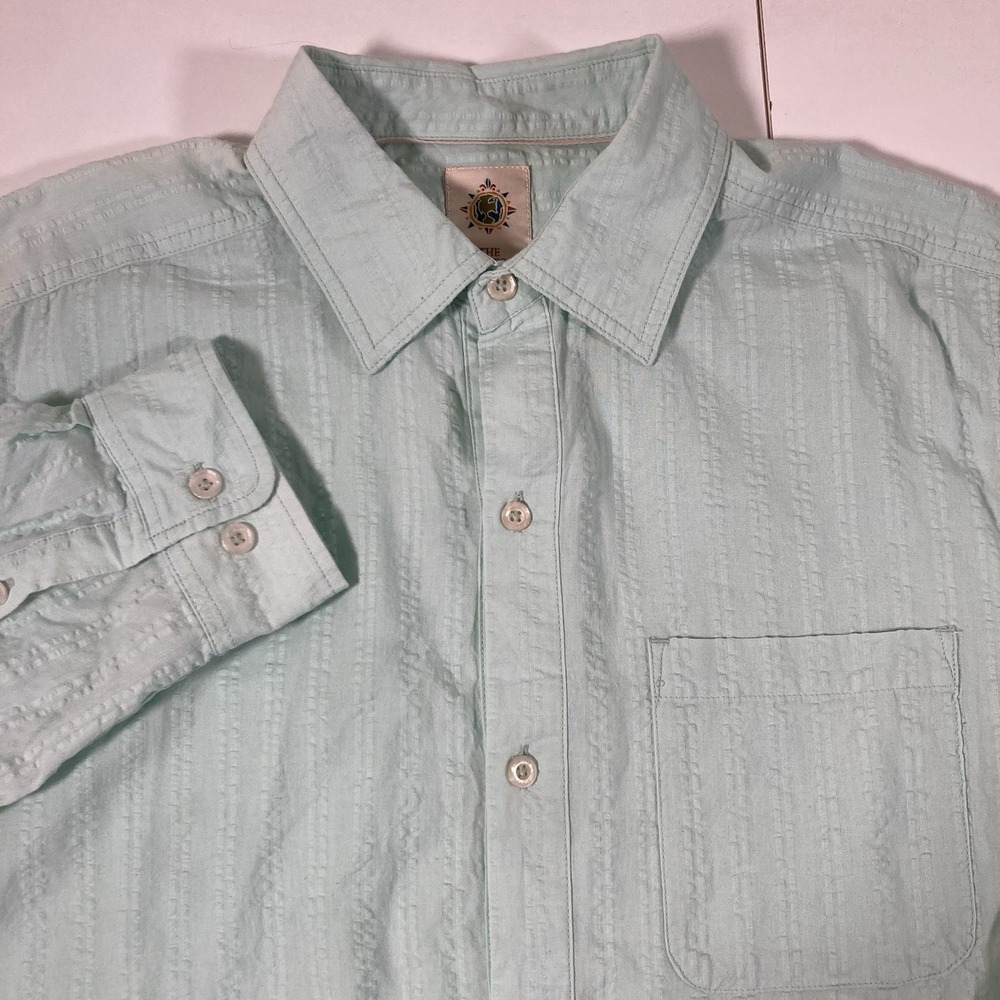 VTG Territory Ahead Shirt M Teal Blue Waffle Grid Poplin Chore Shacket 90s Y2K